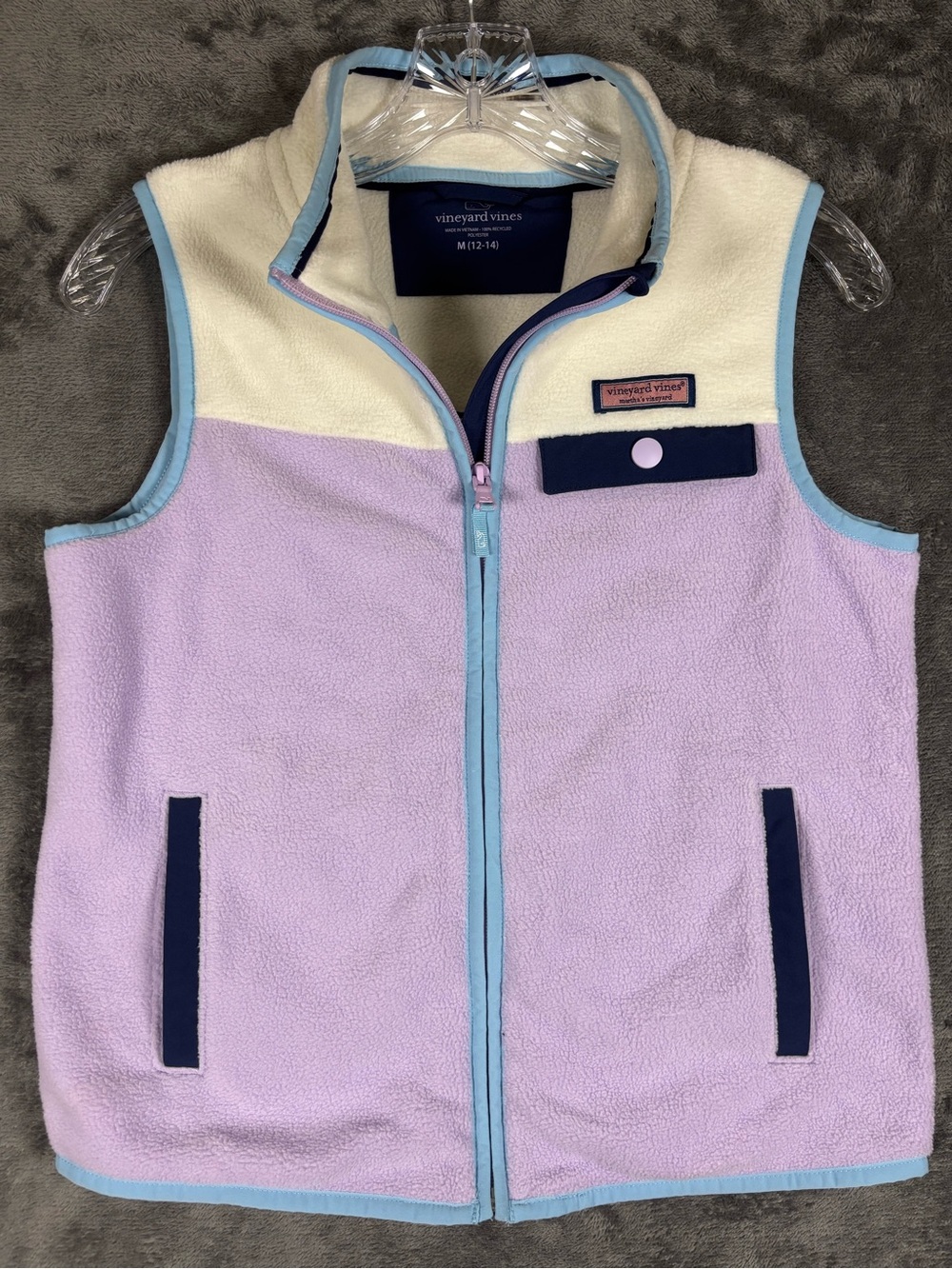 Vineyard‎ Vines Girls Lavender and Cream  Fleece Vest Size Medium (12/14)